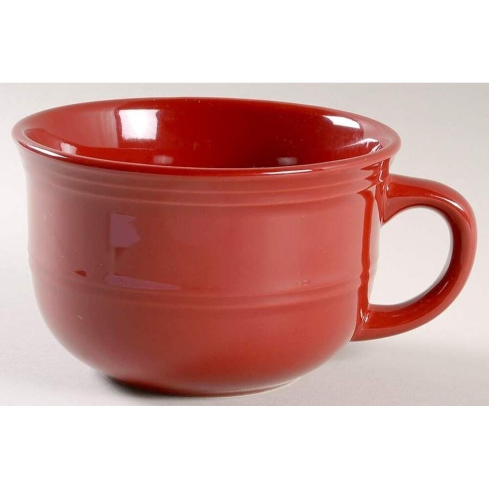 Mainstays Red Stoneware Soup Mug Oversized 5 Inch Diameter Ribbed Glossy Finish